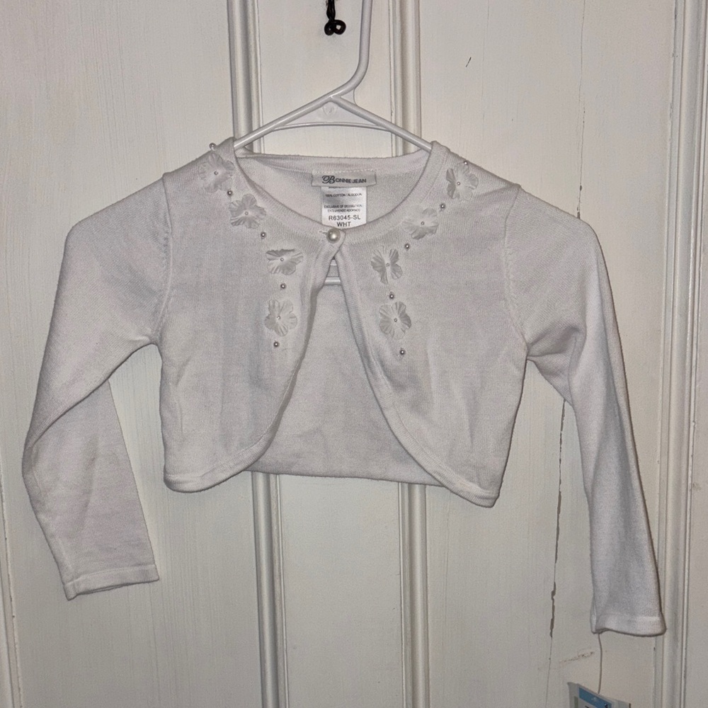 Bonnie Jean White Embroidered Cardigan